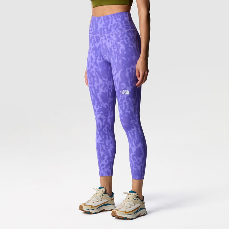 The North Face Women's Flex High Rise 7/8 Printed Leggings Optic Violet Abstract Pitcher Plant Print