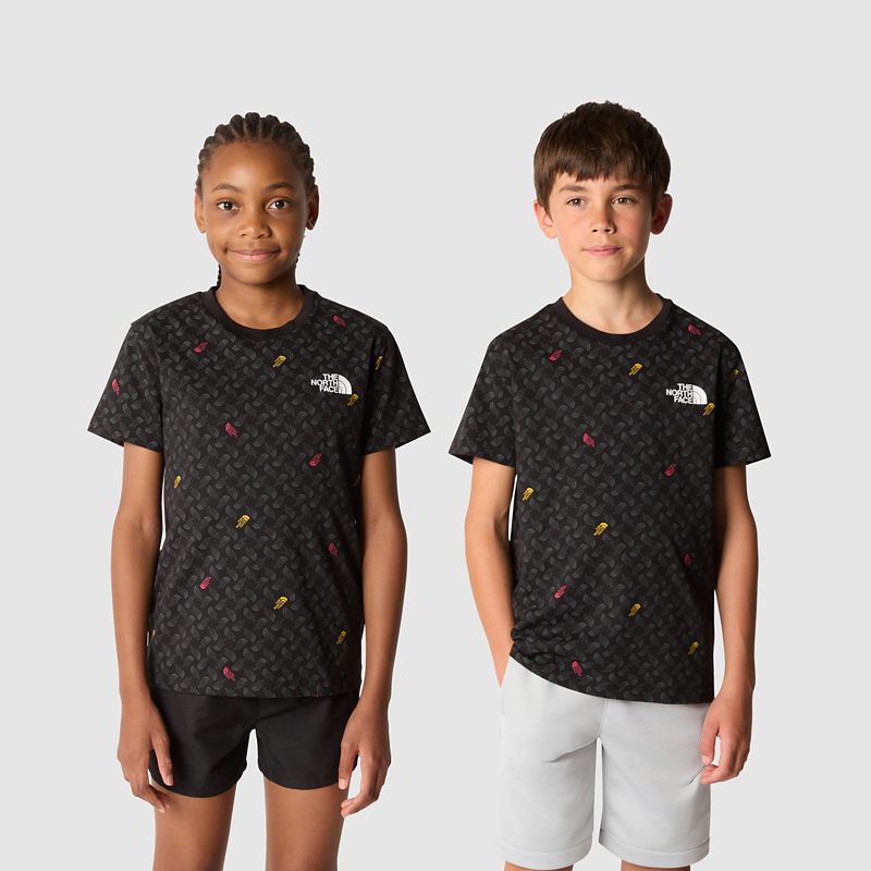 The North Face Camiseta Estampada Simple Dome Para Jóvenes Tnf Black Tnf Shadow Toss Print 