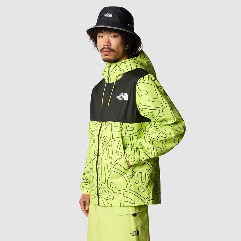 The North Face Men's Mountain Q Printed Jacket Fizz Lime Wavy Brand Proud Print