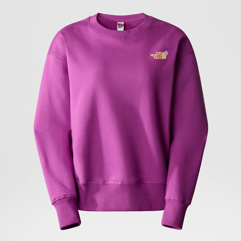 The North Face Women's Festival Flowers Relaxed Sweater Purple Cactus Flower - Sunshine