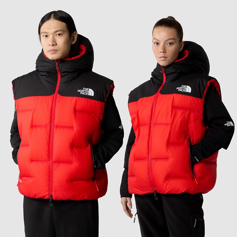 The North Face Cloud Down Hooded Nuptse Gilet High Risk Red
