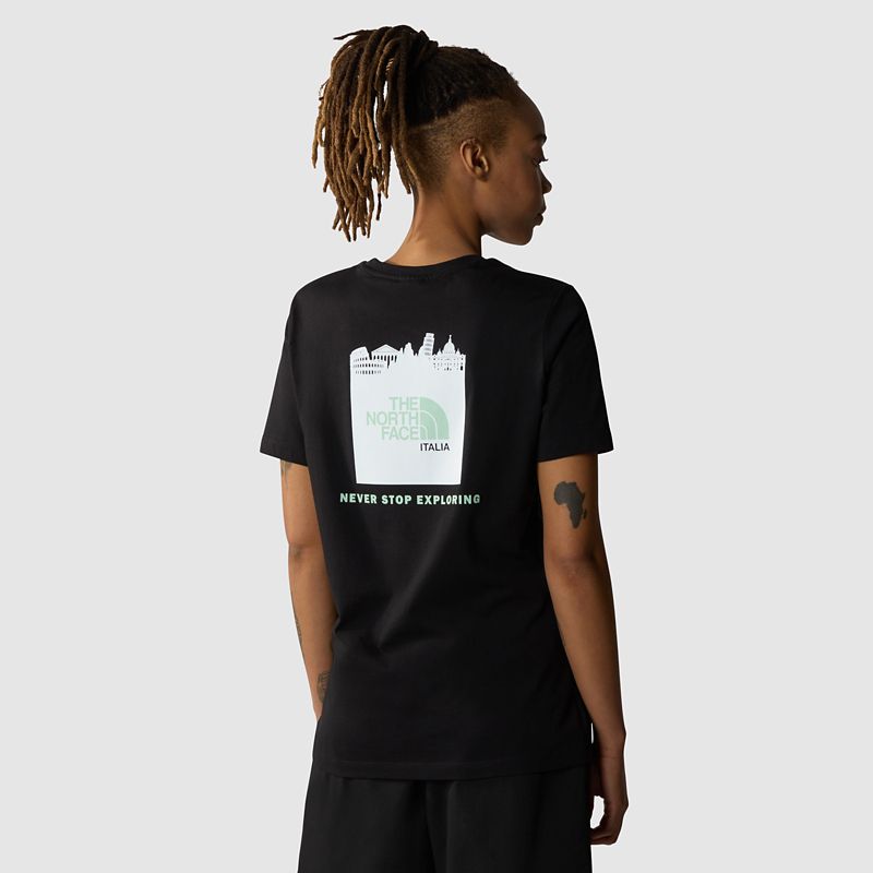 The North Face Women's Italy Redbox T-shirt Tnf Black-tnf White-subtle Green