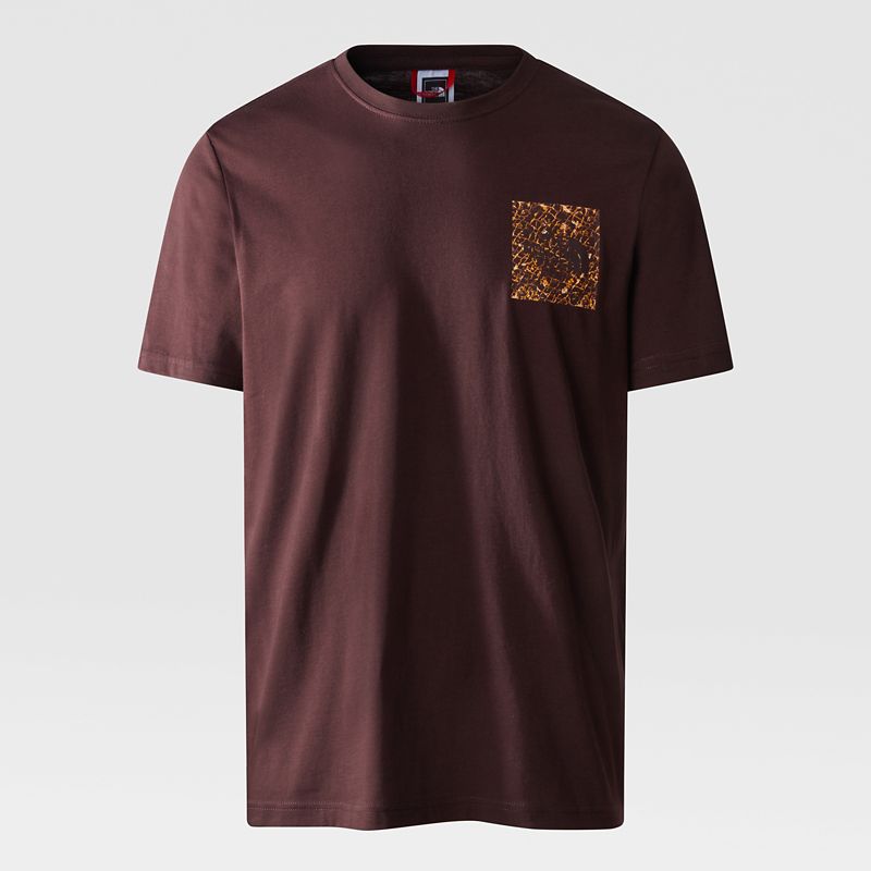 The North Face Fine T-shirt Für Herren Coal Brown-coal Brown Water Distortion Print 