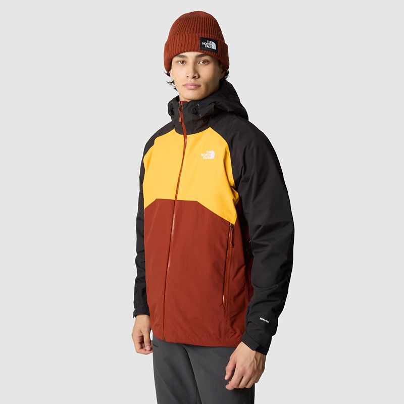 The North Face Men's Stratos Hooded Jacket Brandy Brown-summit Gold-tnf Black