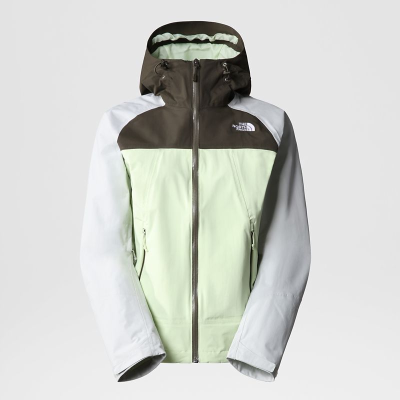 The North Face Chaqueta Con Capucha Stratos Para Mujer Lime Cream-new Taupe Green-tin Grey 